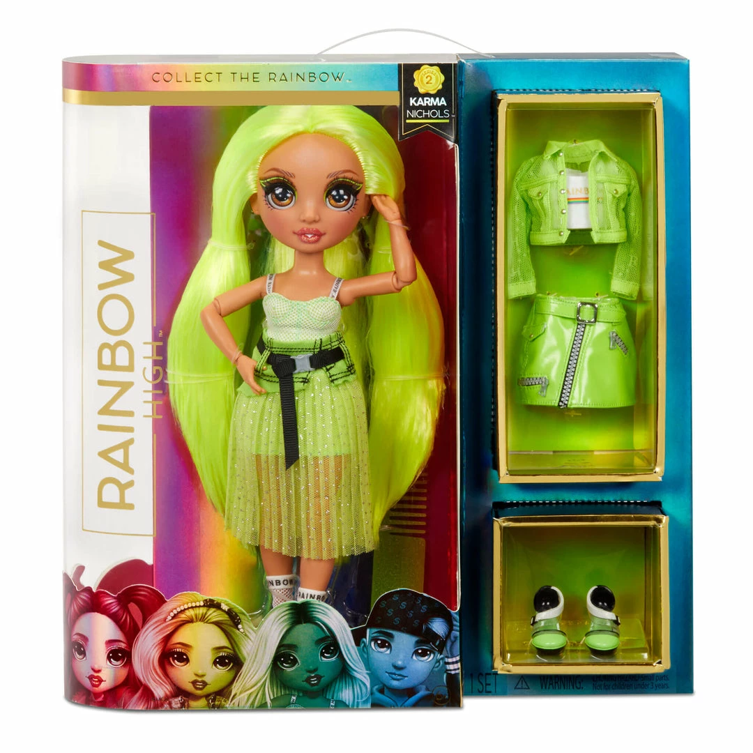 Rainbow High Karma Nichols – Series 2 Neon Green Fashion Doll With 2 Complete Outfits And Accessories 4 Rainbow High Karma Nichols – Series 2 Neon Green Fashion Doll With 2 Complete Outfits And Accessories