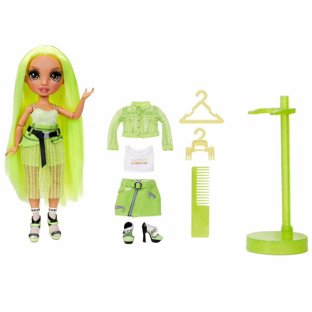 Rainbow High Karma Nichols – Series 2 Neon Green Fashion Doll With 2 Complete Outfits And Accessories 3 Rainbow High Karma Nichols – Series 2 Neon Green Fashion Doll With 2 Complete Outfits And Accessories