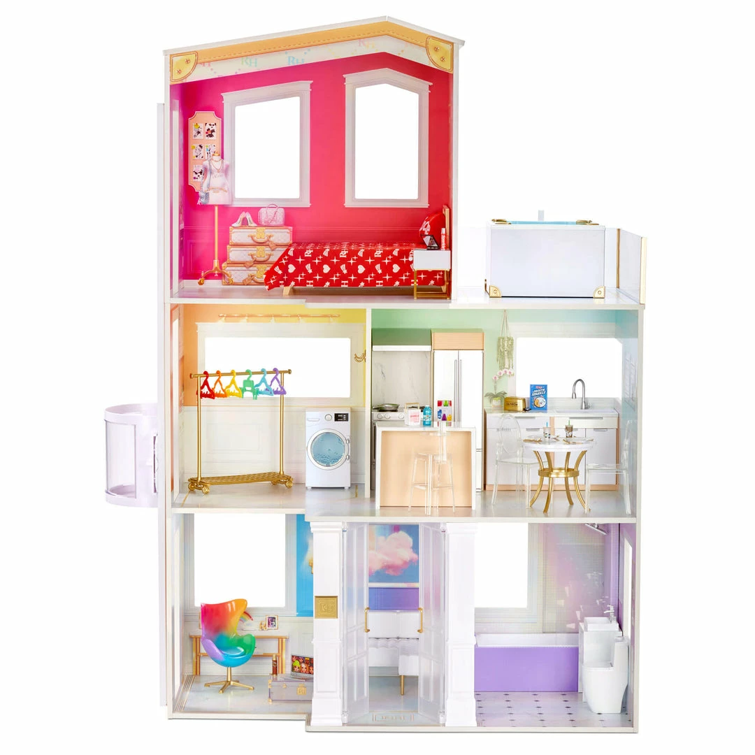 Rainbow High House Playset- 3-Story Wood Doll House (4-ft Tall And 3-FT Wide), Fully Furnished 3 Rainbow High House Playset- 3-Story Wood Doll House (4-ft Tall And 3-FT Wide), Fully Furnished