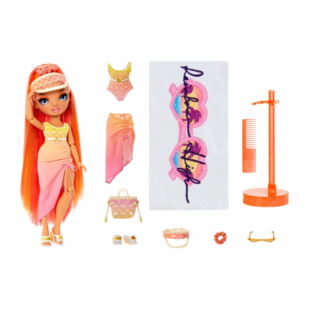 Rainbow High Pacific Coast Simone Summers - Sunrise (Orange) With Pool Accessories Playset 3 Rainbow High Pacific Coast Simone Summers - Sunrise (Orange) With Pool Accessories Playset