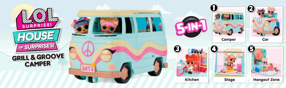 L.O.L. Surprise! Official Store LOL Surprise 5-N-1 Grill & Groove Camper, Fully Furnished Playset With Multiple Surprises 13 L.O.L. Surprise! Official Store LOL Surprise 5-N-1 Grill & Groove Camper, Fully Furnished Playset With Multiple Surprises